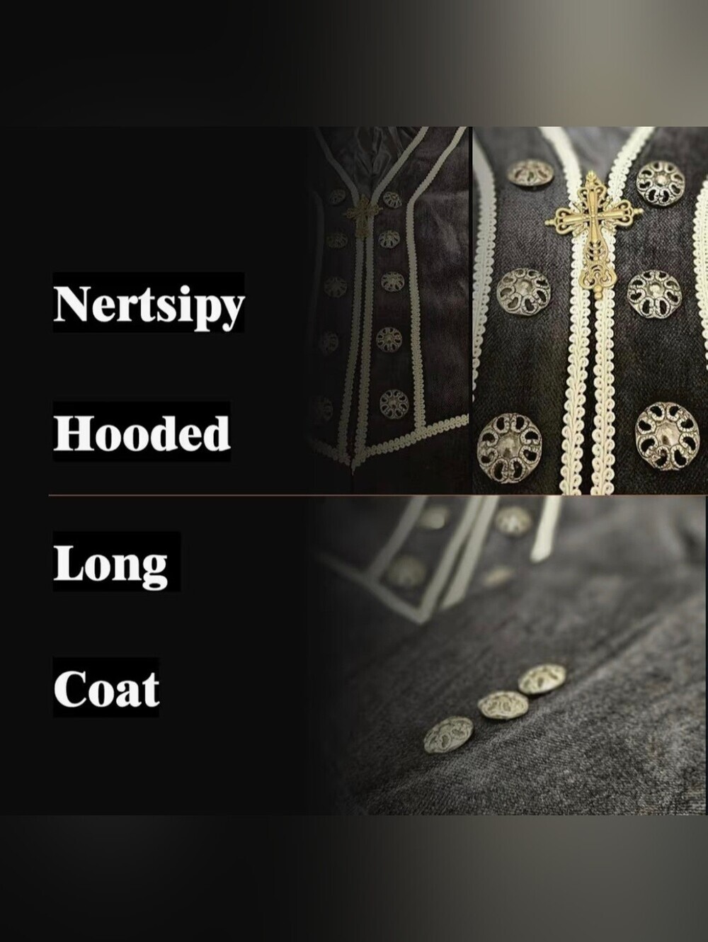 Gothic Medieval Long Coat With Hood #1290 - Picture 12 of 13